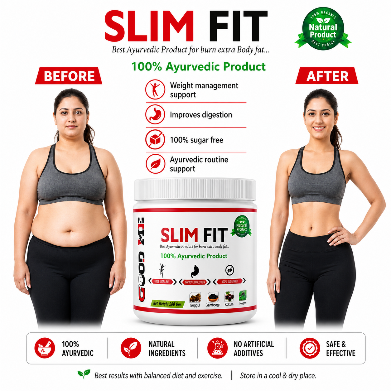 Good Me Slim Fit Powder | Ayurvedic Weight Balance Support | 200g poster 1