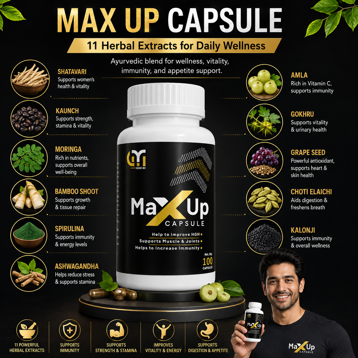 Max Up Capsule – Ayurvedic Wellness Support | 100 Capsules poster 2